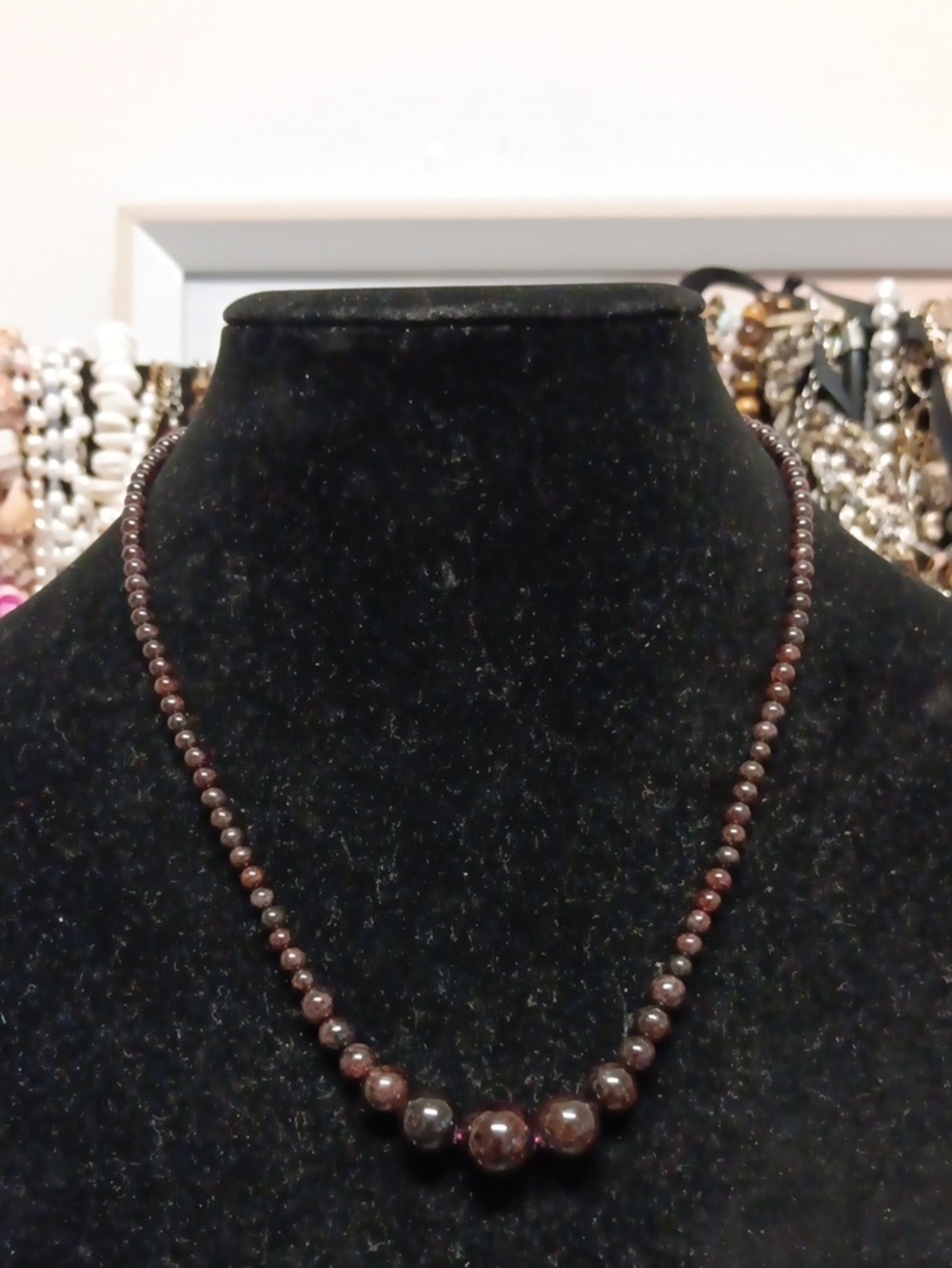 Mozambique Garnet 4-12mm 156.50 ctw Beaded Necklace in Stainless Steel 18-20"